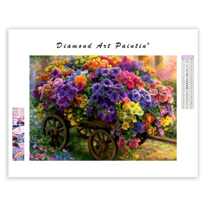 Garden Wagon Flowers - Diamond Painting