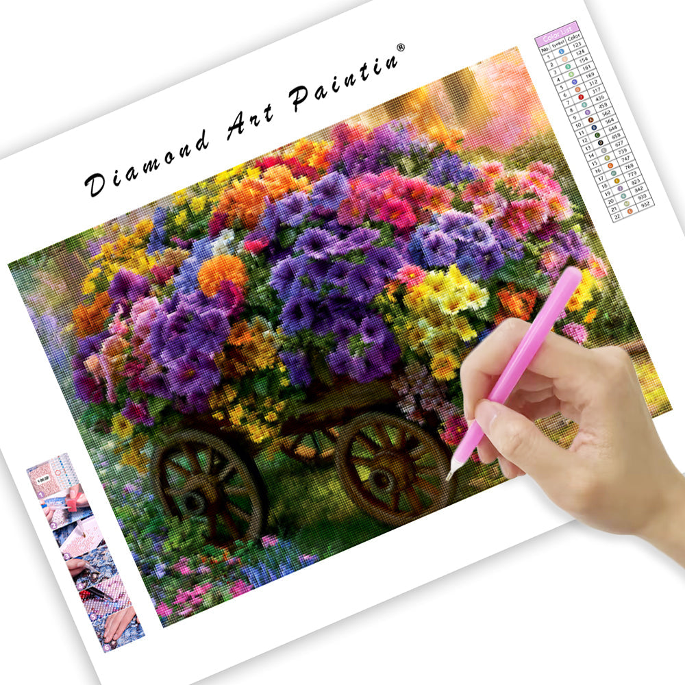 Garden Wagon Flowers - Diamond Painting