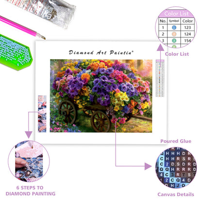 Garden Wagon Flowers - Diamond Painting