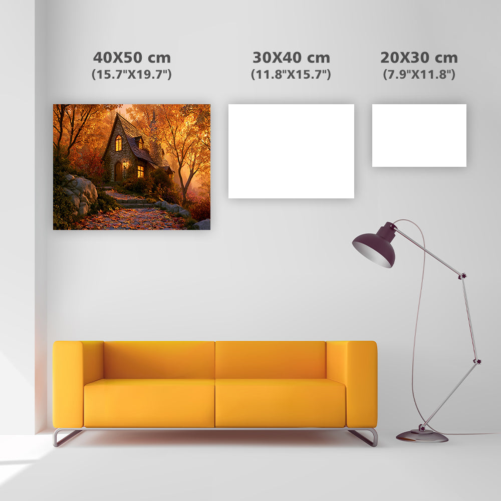 Golden Autumn Cottage - Diamond Painting