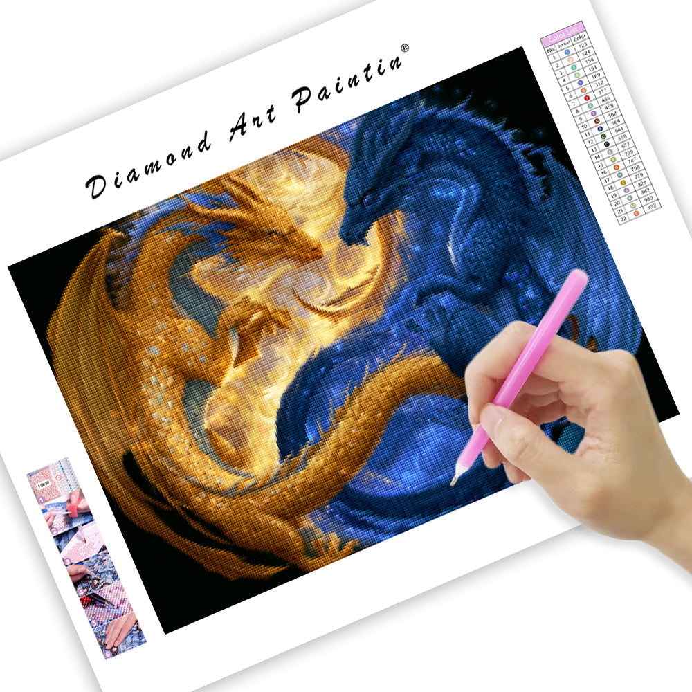 Golden Dragon Yin Yang - Diamond Painting