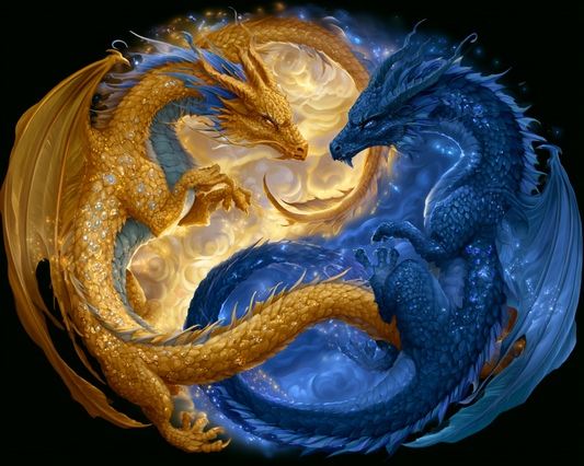 Golden Dragon Yin Yang - Diamond Painting