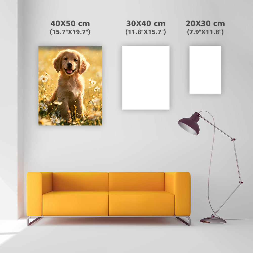 Golden Meadow Pup - Diamond Painting