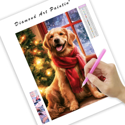 Golden Retriever Christmas - Diamond Painting