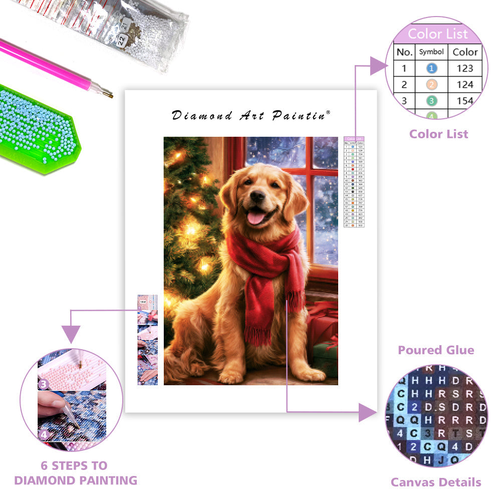 Golden Retriever Christmas - Diamond Painting