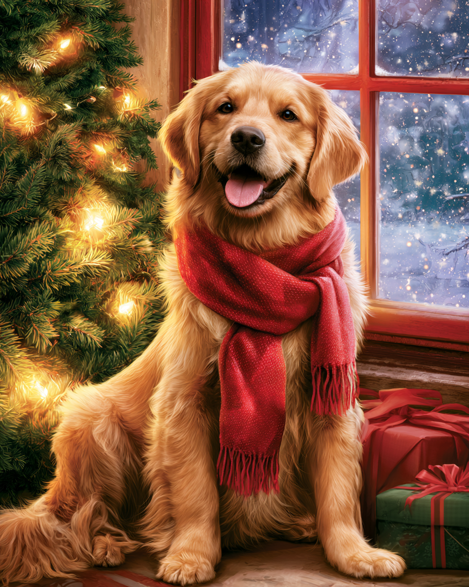 Golden Retriever Christmas - Diamond Painting