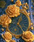 Golden Rose Clock - Diamond Painting
