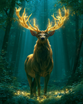 Golden Stag Forest - Diamond Painting