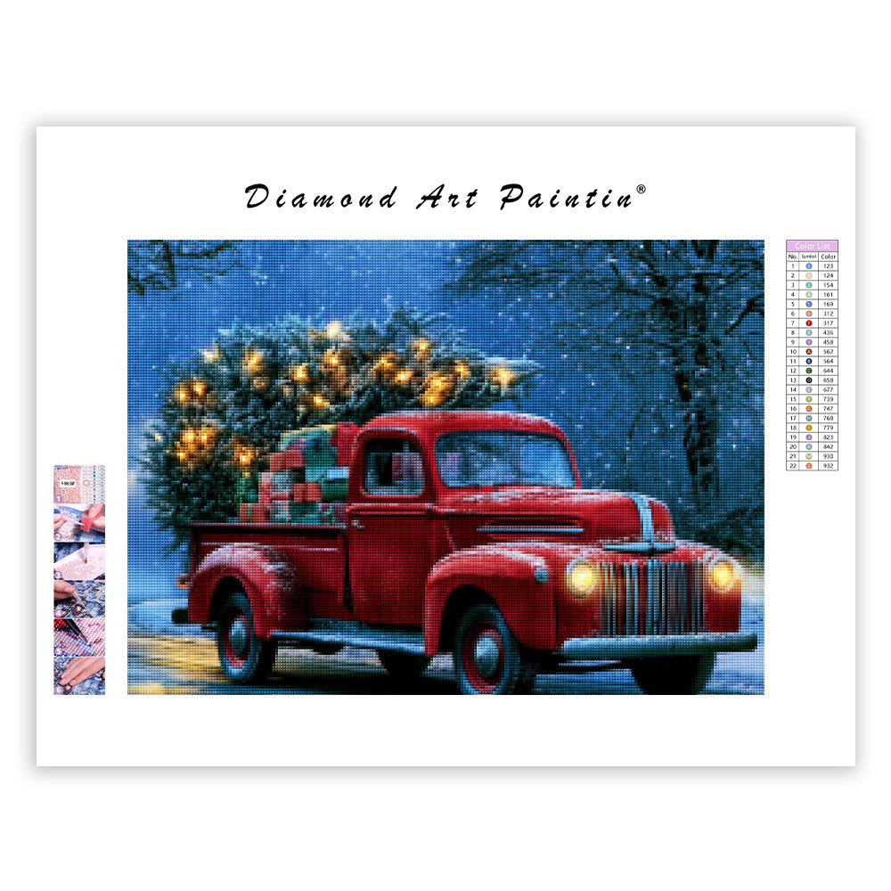 Holiday Red Truck - Diamond Painting