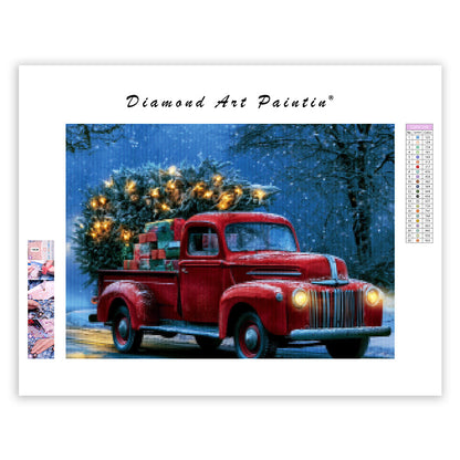 Holiday Red Truck - Diamond Painting
