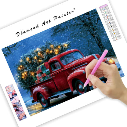 Holiday Red Truck - Diamond Painting