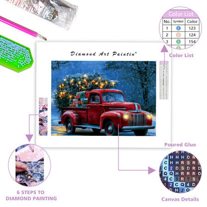 Holiday Red Truck - Diamond Painting