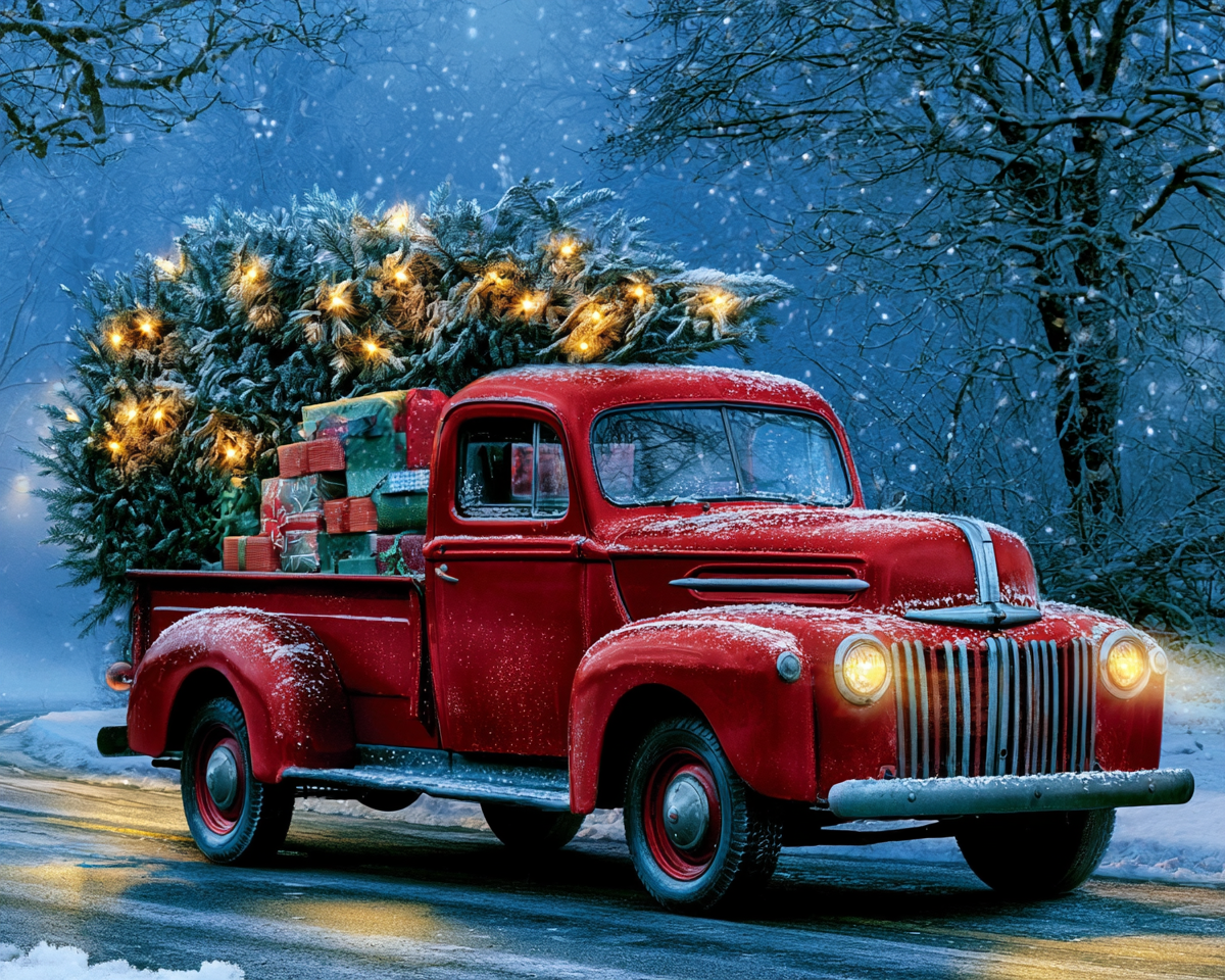 Holiday Red Truck - Diamond Painting