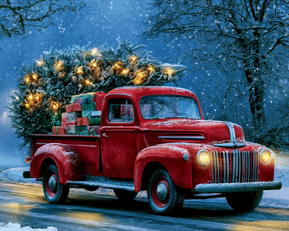 Holiday Red Truck - Diamond Painting