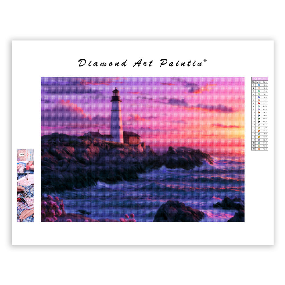 Lighthouse Sunset - Diamond Painting