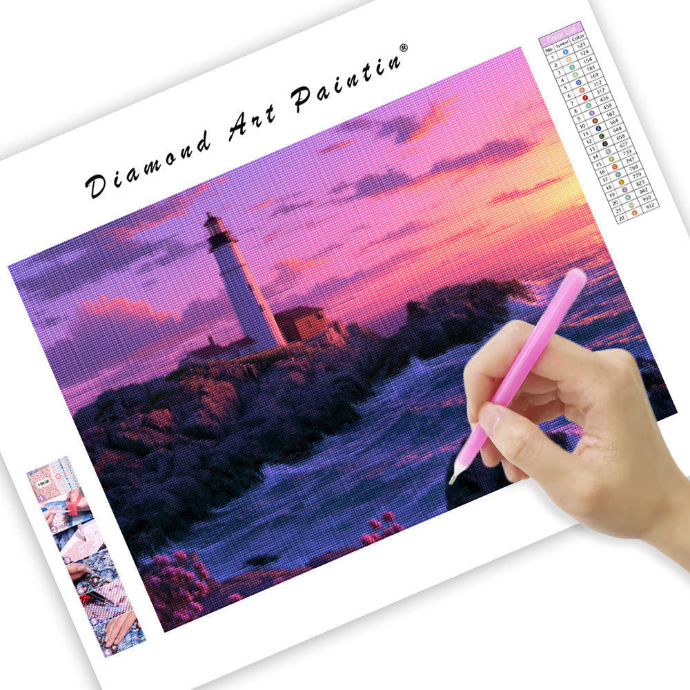Lighthouse Sunset - Diamond Painting