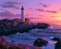 Lighthouse Sunset - Diamond Painting