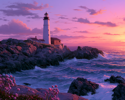 Lighthouse Sunset - Diamond Painting