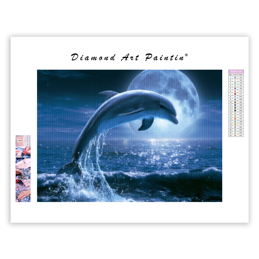 Moon Pearl Dolphin - Diamond Painting