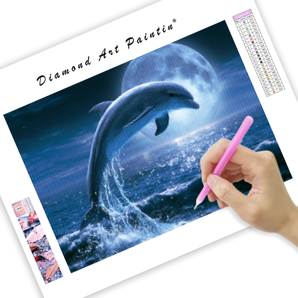 Moon Pearl Dolphin - Diamond Painting