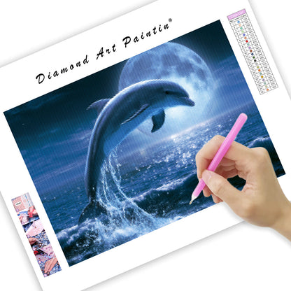 Moon Pearl Dolphin - Diamond Painting