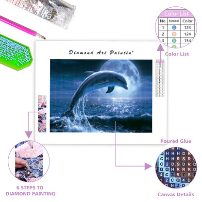 Moon Pearl Dolphin - Diamond Painting