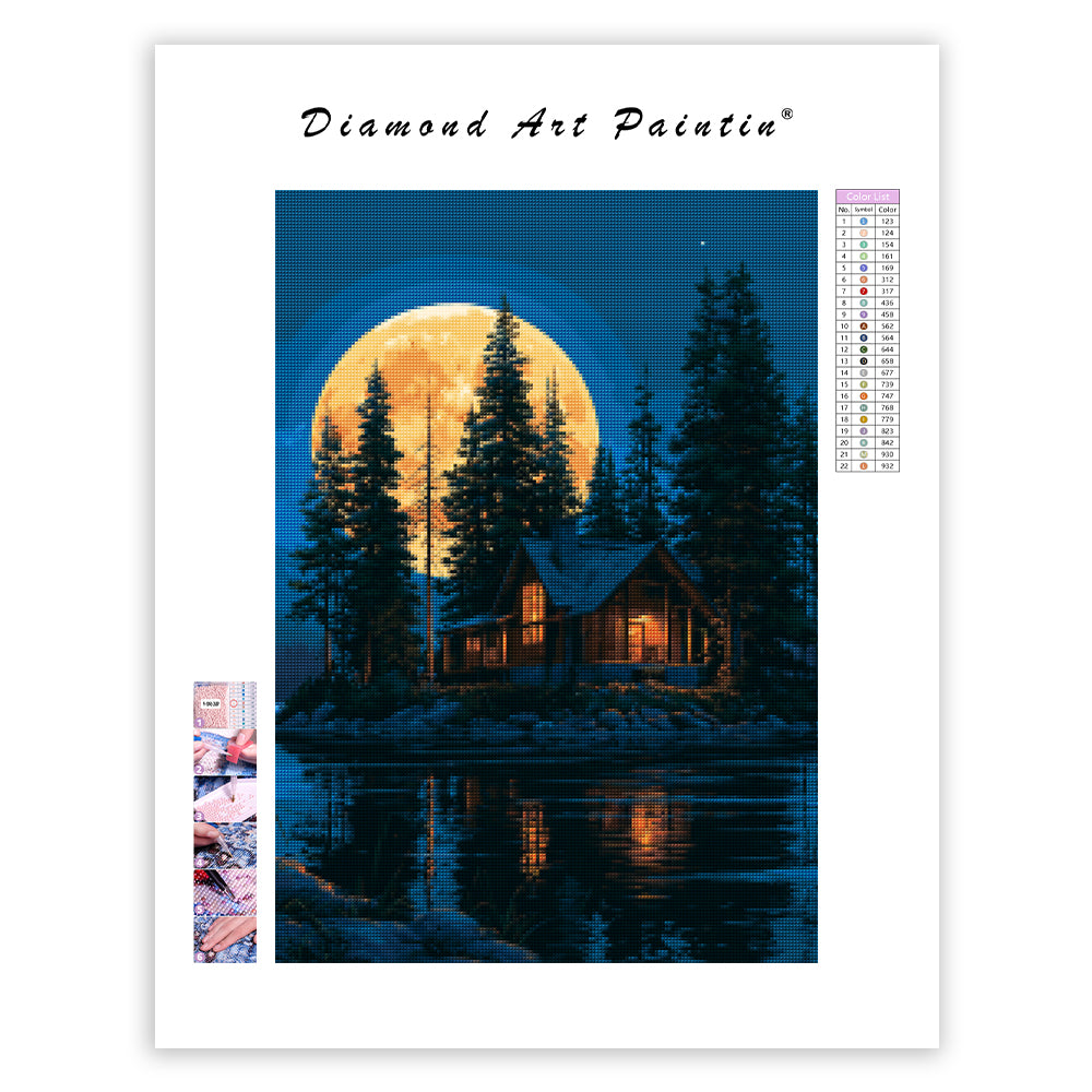 Moonlit Cottage - Diamond Painting