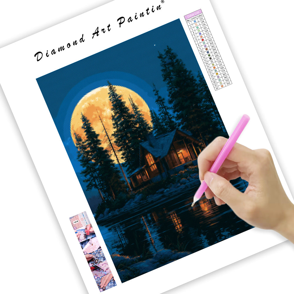 Moonlit Cottage - Diamond Painting