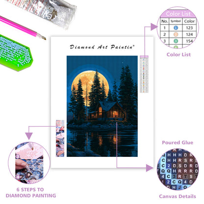 Moonlit Cottage - Diamond Painting