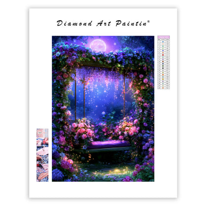 Moonlit Garden Swing - Diamond Painting