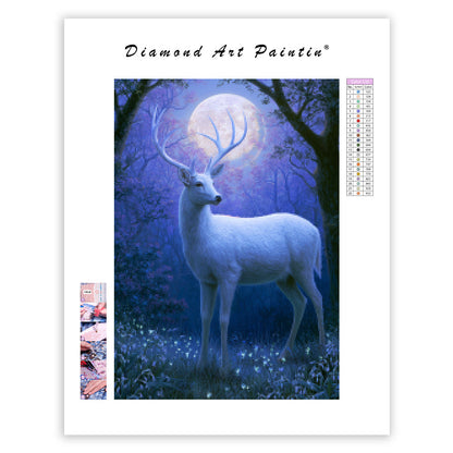 Moonlit White Deer - Diamond Painting