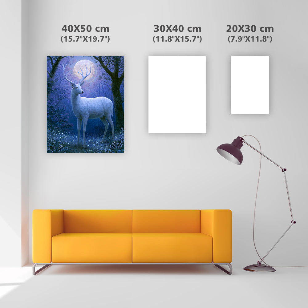Moonlit White Deer - Diamond Painting