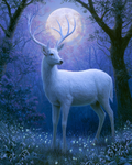 Moonlit White Deer - Diamond Painting