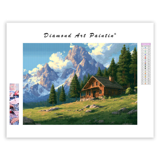 Mountain Cabin View - Diamond Painting
