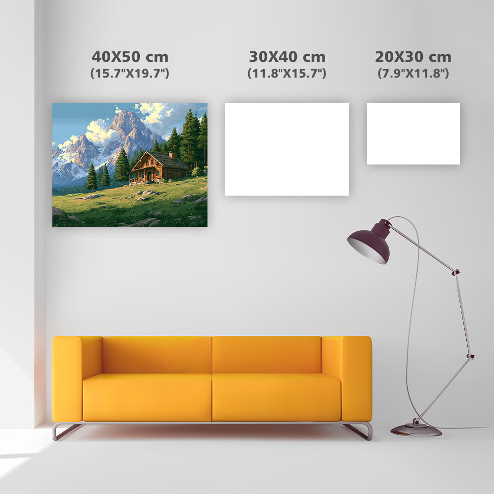 Mountain Cabin View - Diamond Painting