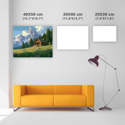 Mountain Cabin View - Diamond Painting