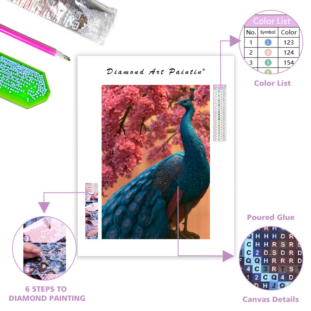 Peacock in Bloom - Diamond Painting