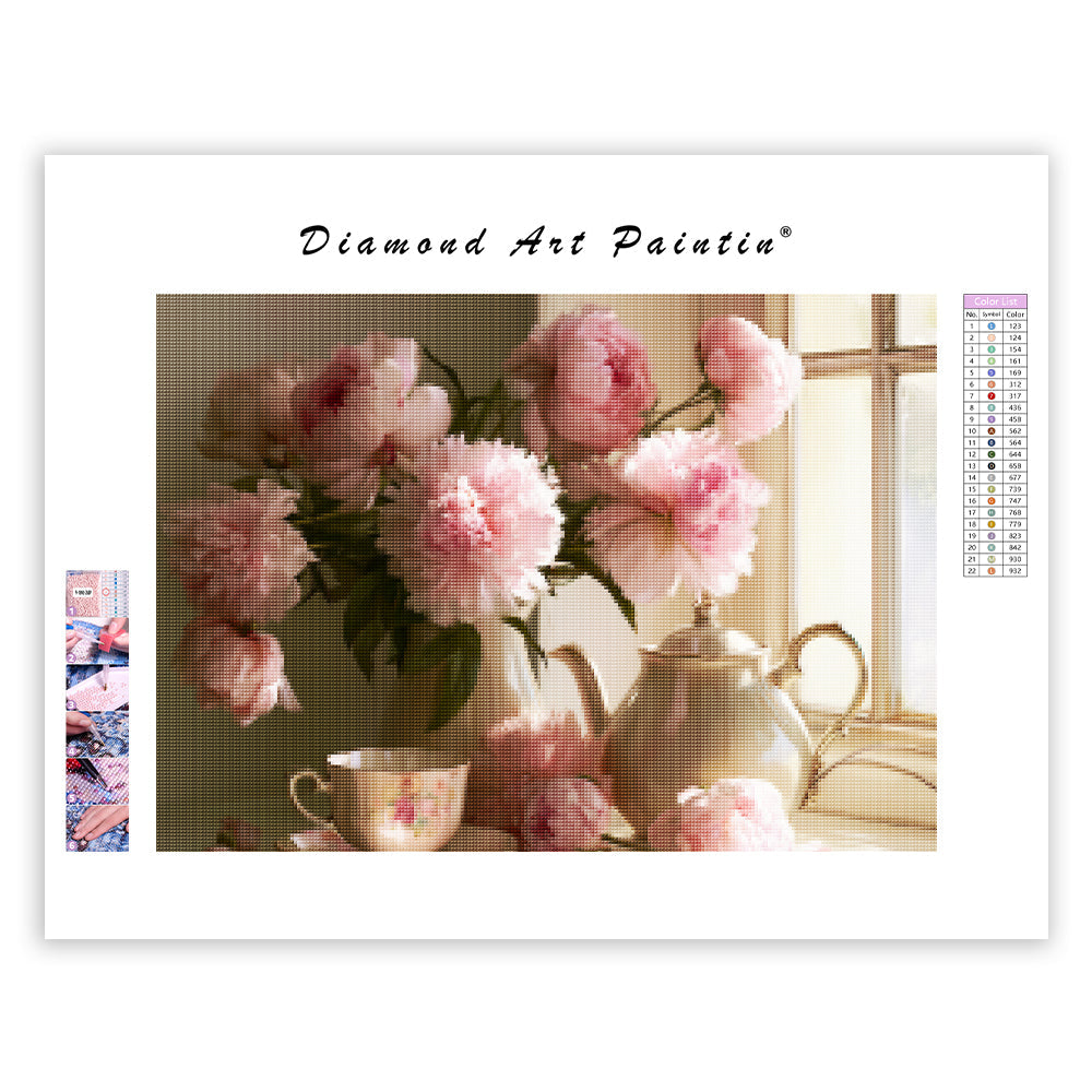 Peony Tea Time - Diamond Painting