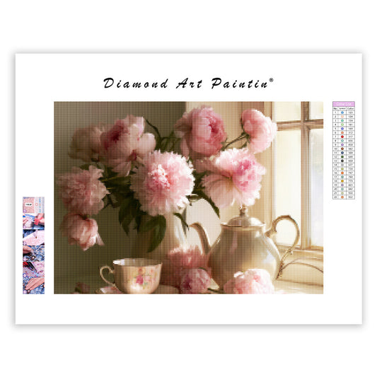 Peony Tea Time - Diamond Painting