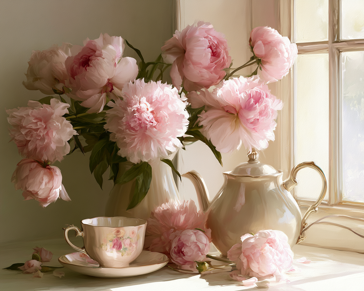 Peony Tea Time - Diamond Painting