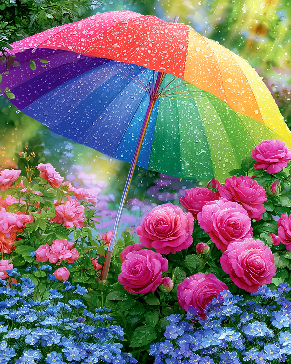 Rainbow Garden Umbrella - Diamond Painting