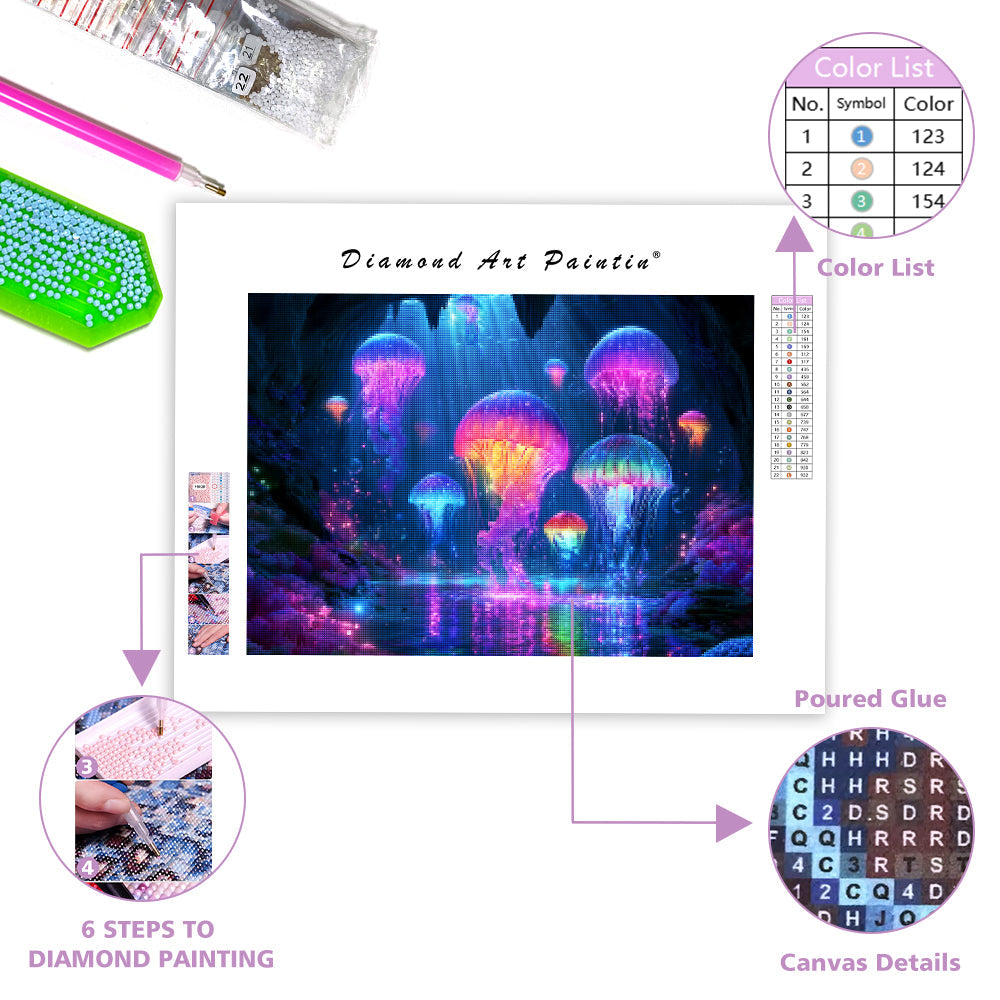 Rainbow Jellyfish Cave - Diamond Painting
