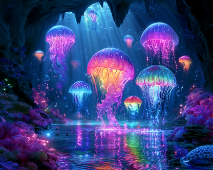 Rainbow Jellyfish Cave - Diamond Painting