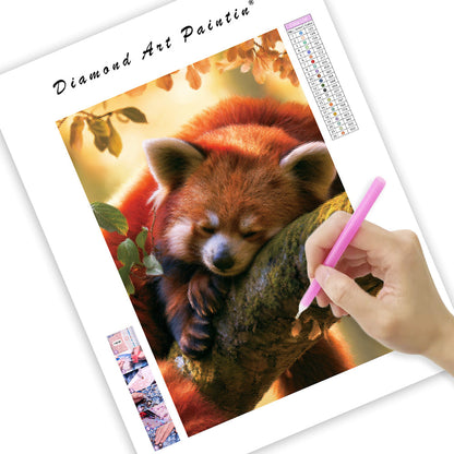 Red Panda Rest - Diamond Painting
