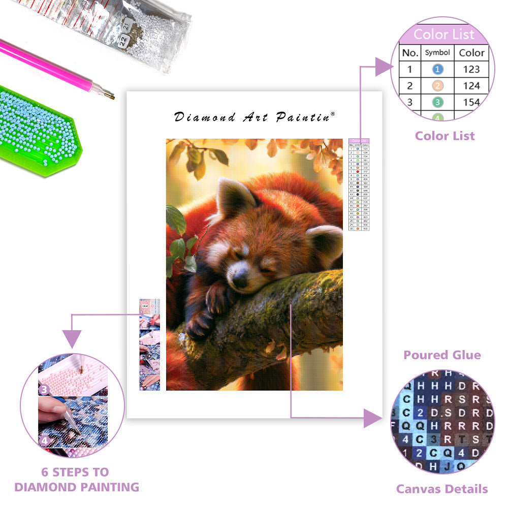Red Panda Rest - Diamond Painting