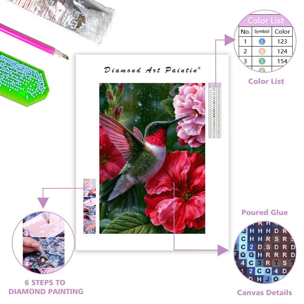 Ruby Hummingbird - Diamond Painting