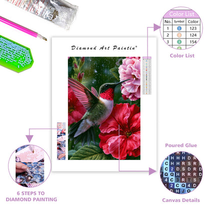 Ruby Hummingbird - Diamond Painting