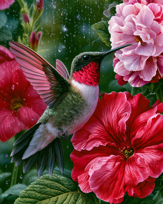 Ruby Hummingbird - Diamond Painting