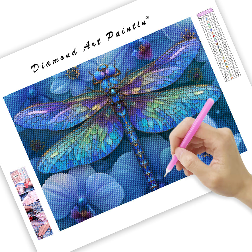 Stained Glass Dragonfly - Diamond Painting