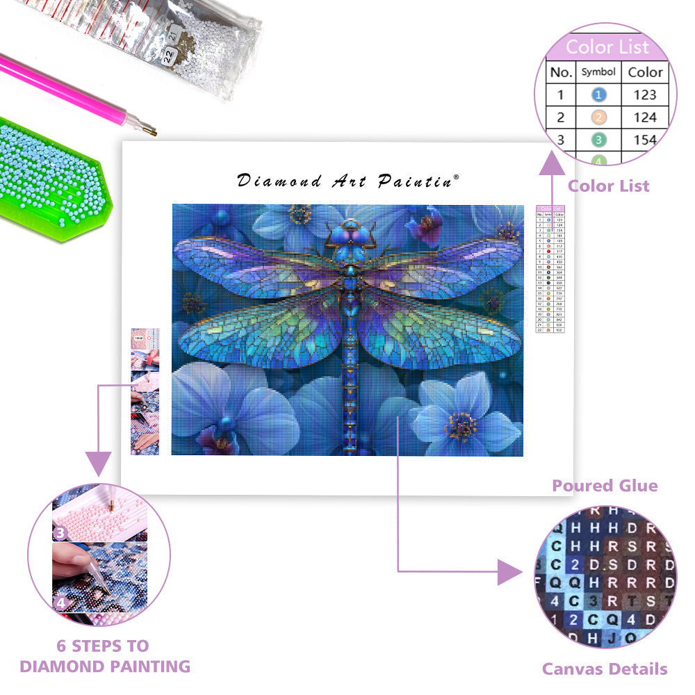 Stained Glass Dragonfly - Diamond Painting